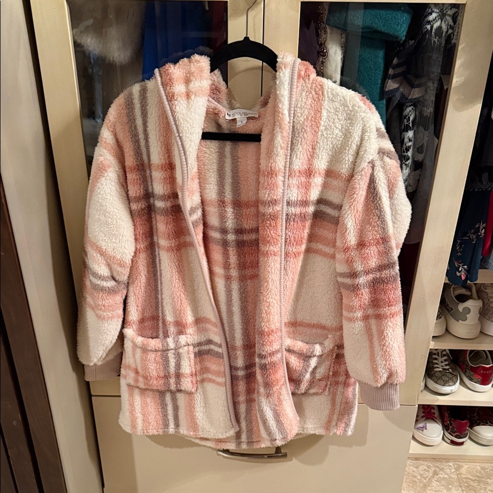 Koolaburra Pink and Cream Plaid Fleece Jacket